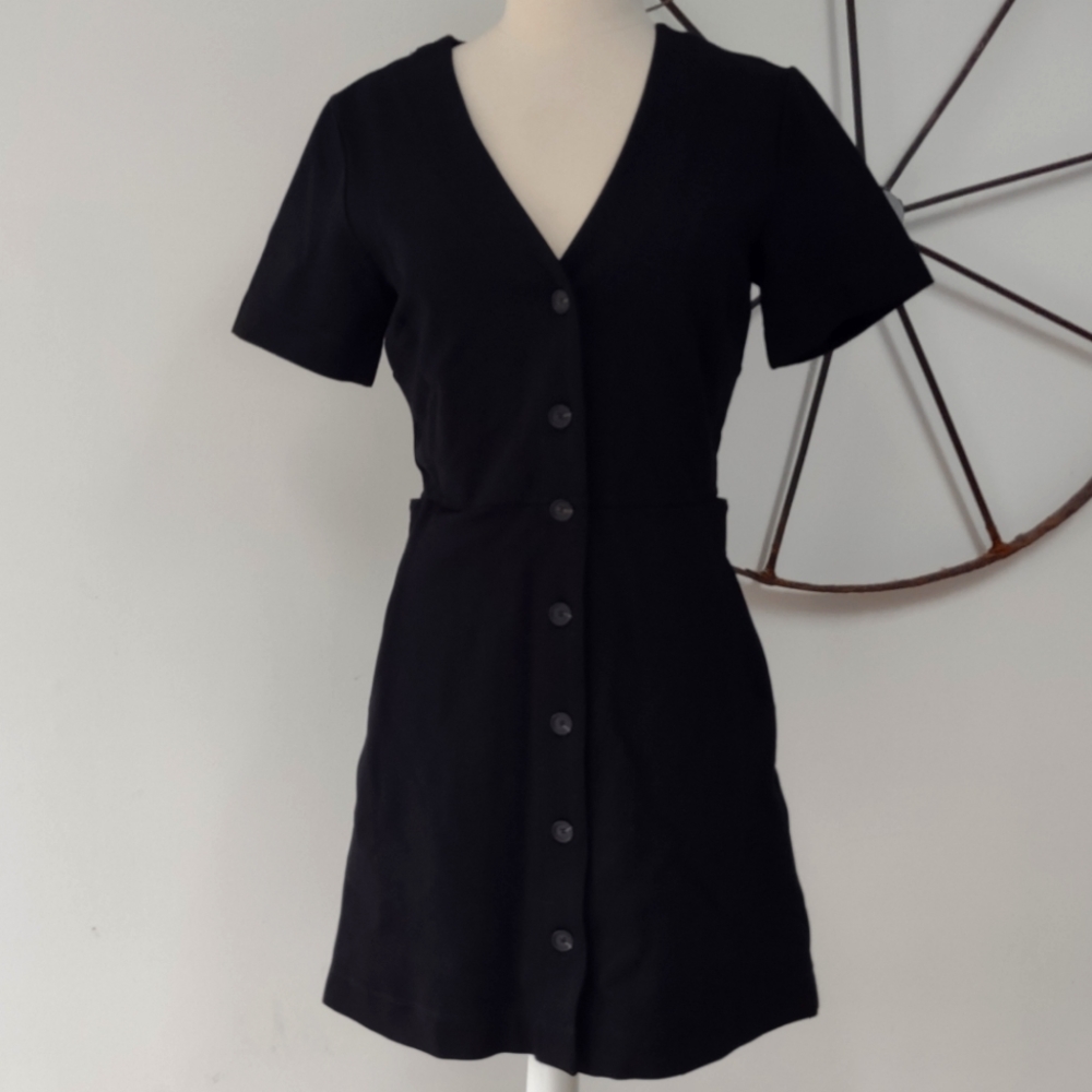 Joie black button front cardigan dress S